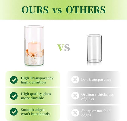 Glass Cylinder Vases Set of 24, Hewory Tall Clear Vase for Centerpieces, Glass Hurricane Candle Holders for Pillar or Floating Candles, Round Vases for Wedding Anniversary Events Table Decor, 3.3in