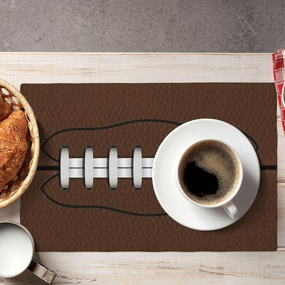Football Placemats Set of 6 American Sports Double-Sided Table Mats for Home Party Indoor 6 PCS 12x18 Inch