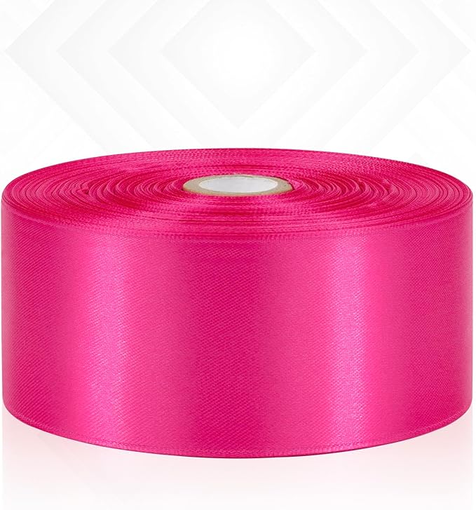 Hot Pink Ribbon 2 Inch, 60 Yards Hot Pink Satin Ribbon for Handmade Roses, Crafts, Gift Wrapping, Flower Bouquet, Hair, Wedding and Festival