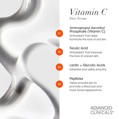 Advanced Clinicals 3 Pack Face Serum Essentials Set | Brightening Vitamin C, Firming Retinol, & Hydrating Hyaluronic Acid Serum Gift Box | Travel Size Gift For Women | Anti Aging Skin Care Products