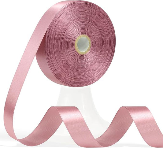 60 Yards Rosy Mauve Satin Ribbon 3/4 Inch, Polyester Fabric Ribbon for Gift Wrapping, Crafts, Flower Bouquet, Wedding, Baby Shower, Festival, Christmas, Halloween