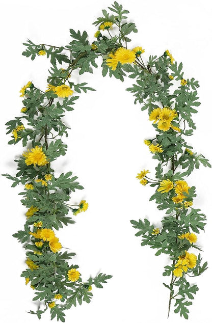 SOMYTING Artificial Daisy Garland Decorative Fake Flower Vine Hanging 5.6Ft Silk Flower Greenery for Home Garden Outdoor Ceremony Wedding Arch Floral Decor