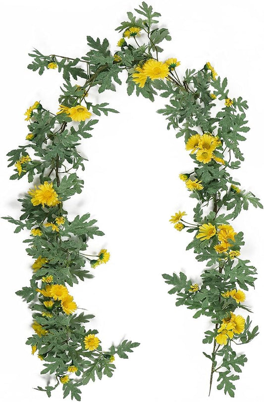 SOMYTING Artificial Daisy Garland Decorative Fake Flower Vine Hanging 5.6Ft Silk Flower Greenery for Home Garden Outdoor Ceremony Wedding Arch Floral Decor