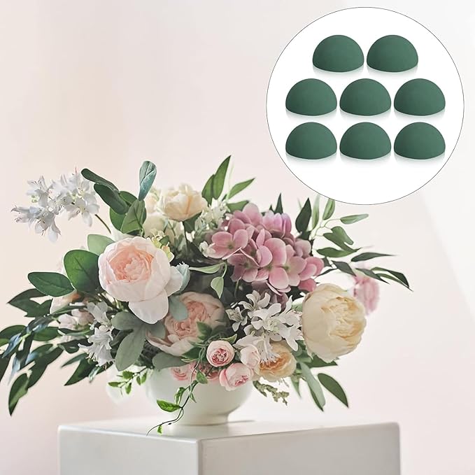 Round Dry Flower Foam 8Pcs 9cm Floral Dry Half Block for Artificial Flower Plant Wedding Bouquets Party Decoration Round Block for Craft