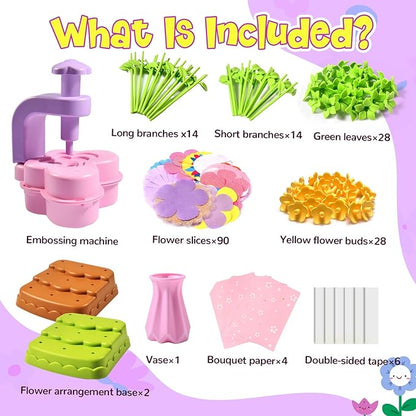 GPPNKC Flower Bouquet Craft Kit Flowers Market Toy Educational Toys Fun DIY Activity Set Christmas Birthday Gift for 4 5 6 7 8+ Year Old Girls and Boys