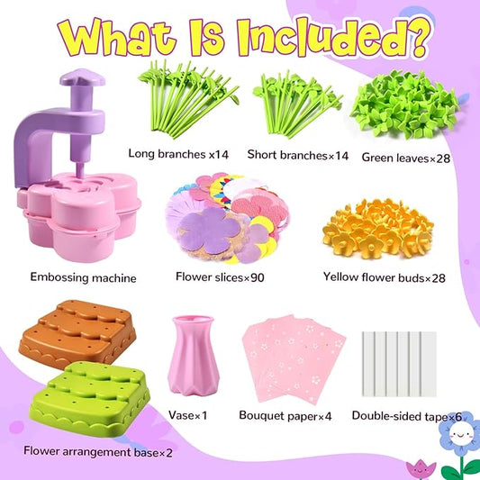 GPPNKC Flower Bouquet Craft Kit Flowers Market Toy Educational Toys Fun DIY Activity Set Christmas Birthday Gift for 4 5 6 7 8+ Year Old Girls and Boys