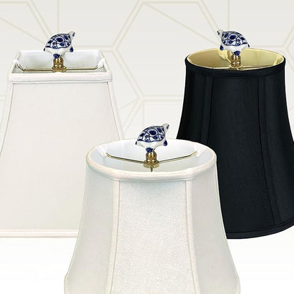 Royal Designs, Inc. Blue & White Porcelain Turtle Finial for Lamp Shade, Polished Brass