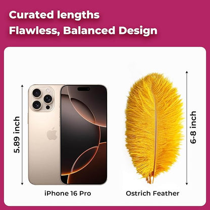 Piokio 20 pcs Gold Ostrich Feathers Plumes 6-8 inch(15-20 cm) Bulk for DIY Clothes, Feather Pens, Dream Catcher,Gatsby Decorations