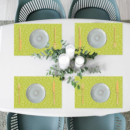 Sage Green Modern Placemats Set of 4 PVC Vinyl Non Slip Table Mats Waterproof Heat Resistant Place Mats Washable Wipeable Dining Table Mat for Kitchen Party Farmhouse Indoor Outdoor Decorative