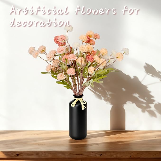 ZMTECH 12pcs Artificial Flowers for Vase, Silk Flowers for Kitchen Table Centerpiece Home Decor, Fake Flower with Faux Kiku Flowers Artificial 10 Stems + Eucalyptus (No Vase)