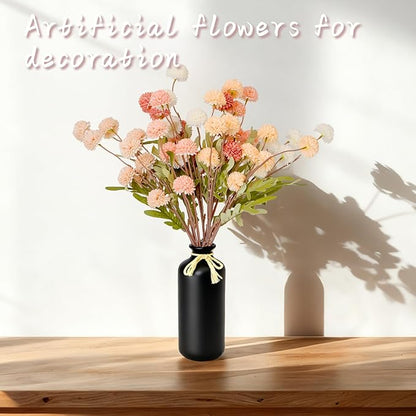 ZMTECH 12pcs Artificial Flowers for Vase, Silk Flowers for Kitchen Table Centerpiece Home Decor, Fake Flower with Faux Kiku Flowers Artificial 10 Stems + Eucalyptus (No Vase)