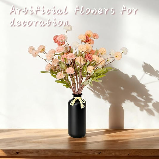 ZMTECH 12pcs Artificial Flowers for Vase, Silk Flowers for Kitchen Table Centerpiece Home Decor, Fake Flower with Faux Kiku Flowers Artificial 10 Stems + Eucalyptus (No Vase)