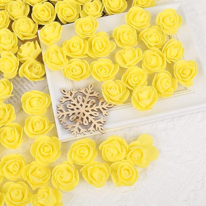 500pcs Mini Foam Rose Heads, Yellow Artificial Rose Foam Fake Flower Bulk for DIY Crafts Wedding Bouquets Baby Shower Centerpieces Floral Arrangements Party Tables Home Decorations(Yellow)