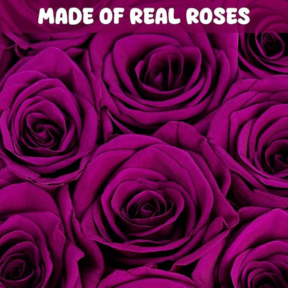 Forever Flowers, 16 Purple Preserved Rose in Heart Shape Box for Delivery Prime,Gifts for Women Grandma Wife Sisiter, Eternal Rose Box Rose Gifts for Mom Birthday