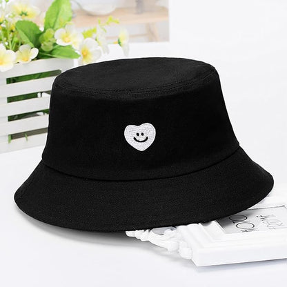 Fashion Embroidered Bucket Hat Cotton Summer Beach Sun Hat for Women Men Teen