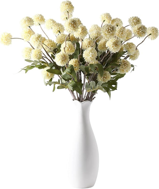 JAKY-Global Artificial Pompon Fake Mums 21in Faux Chrysanthemum Flowers for Spring DIY Bouquet Wedding Arrangements,Long Stem Spring Home Decor & Table Centerpieces