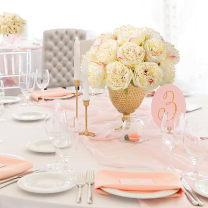 U'Artlines 20 Heads Artificial Peony Silk Flower Leaf Home Office Wedding Party Festival Bar Decor (Champagne)