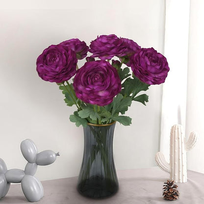 Ranunculus Artificial Flowers,6PCS Real Touch Flowers Bulk Purple Ranunculus Faux Flowers for DIY Wedding Bouquet Party Table Home Decor(Purple)