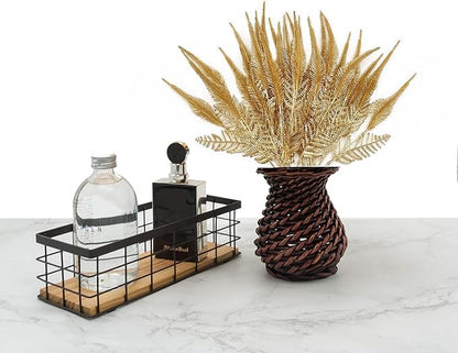 Artificial Golden Plants Decoration, Fake Plant Shrubs Plastic Grass Simulation Tail Leaves for Christmas Indoor Outdoor Hall Home Garden Planter Filler Party Verandah Wedding DIY Decor - Gold 2 Pack