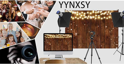 YYNXSY Rustic Glitter Wood Photography Backdrop for Wedding Party Banner Birthday Bridal Shower I Do BBQ Baby Shower Background Photo Booth 10X8FT YY-517