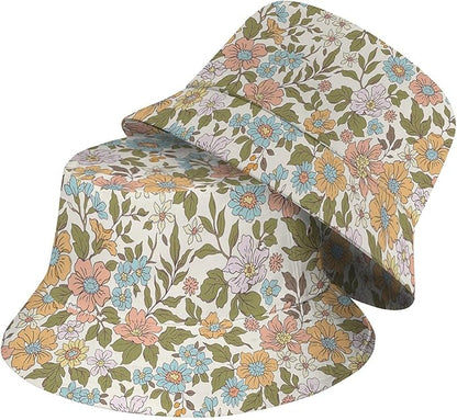 Wildflowers Floral Bucket Hat for Men Women, Summer Vacation Outdoor Travel Reversible Double Side Beach Caps Fisherman Hat