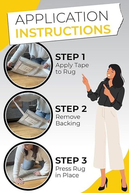 The Good Stuff Double Sided Carpet Tape [2 Inch x 10 yd] Secure Area Rugs to Carpets, Laminate, and Hardwood Floors, Easy to Remove and Restick Without Residue or Damage to Rug or Floor