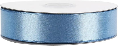MEEDEE Smoke Blue Ribbon 1 Inch Smoke Blue Satin Ribbon Lux Double Faced Satin Ribbons by 50 Yards Polyester Wrapping Ribbons for Crafts, Weddings, Flower Bouquet, Holiday Decorating