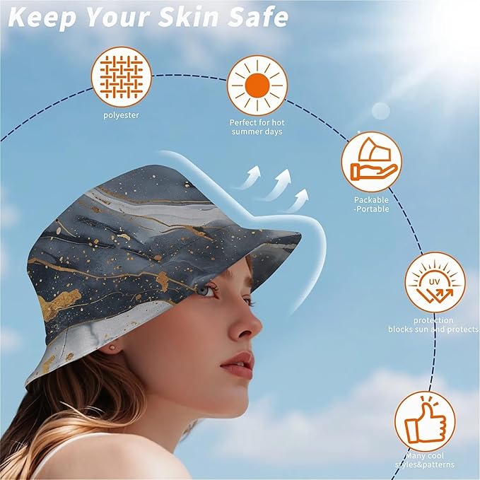 Wildflowers Floral Bucket Hat for Men Women, Summer Vacation Outdoor Travel Reversible Double Side Beach Caps Fisherman Hat