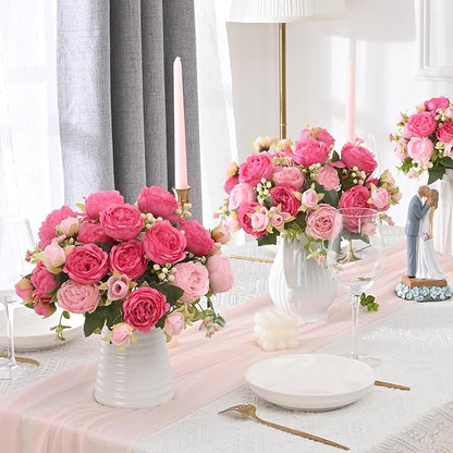 MARTINE MALL 8 Packs Peonies Artificial Flowers, Mixed Pink Artificial Peonies, Silk Peonies Flowers Fake Peonies Artificial Flowers Peonies Bouquet for Centerpiece Table Wedding Party Home Decor