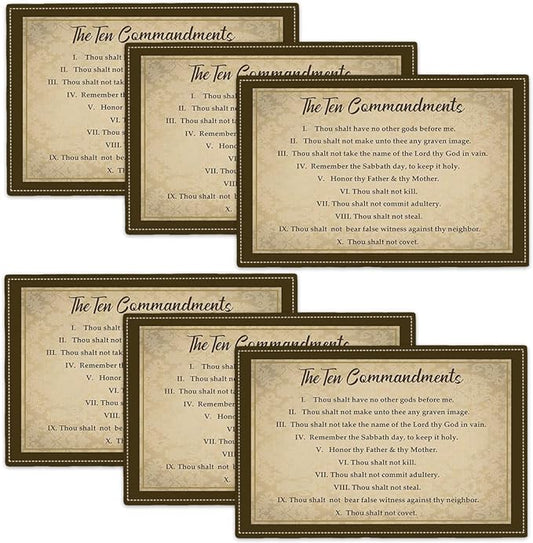 10 Commandments Placemats Set of 6, Ten Commandments Christian Religious Bible Verse Place Mats Washable Double-Sided Table Mats for Kitchen Dining Room Home Party Indoor Decor 6 PCS 12x18 Inch