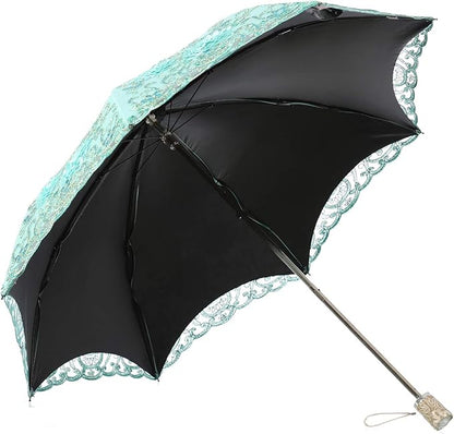 LCY Embroidered Lace Double-deck Anti-UV Parasol Sun/Rain/Snow Folding Umbrella