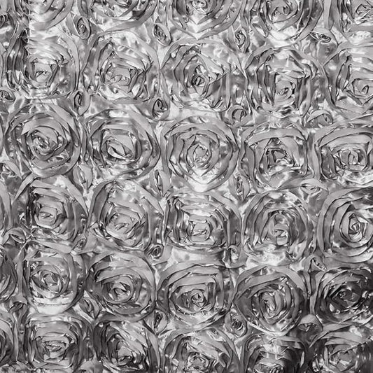 Efavormart Wonderland Rosette Premium Table Runners for Weddings Party Banquets Decor Fit Rectangle and Round Table - Silver