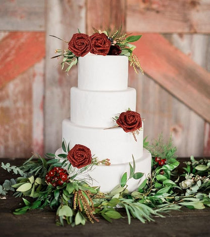 Artificial Flowers,50PCS Fake Red Roses 2.76" Glitter Foam Roses Artificial Flowers for Wedding Christmas DIY Wreath Home Table Floral Arrangement(Red)