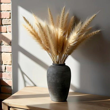 Large Ceramic Vase, 10.24 inch Minimalist Vase for Home Decor, Handmade Farmhouse Flower Vase for Table Centerpiece, Wedding, Living Room, Kitchen Decoration, Shelf Decor (Black)