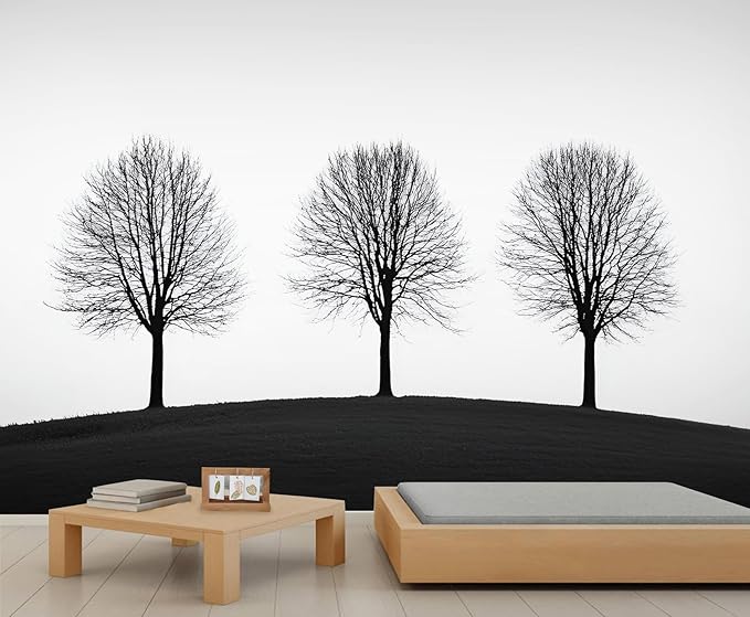 KIREUPA Minimalist Tree Wall Mural, Elegant Tree Silhouette Poster 3d Wall Murals, Modern Forest Wallpaper Mural, for Living Room Bedroom Large Wallpaper Indoor Decor 137.8" W x100 H