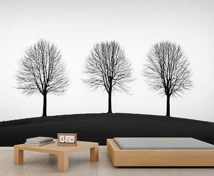 KIREUPA Minimalist Tree Wall Mural, Elegant Tree Silhouette Poster 3d Wall Murals, Modern Forest Wallpaper Mural, for Living Room Bedroom Large Wallpaper Indoor Decor 157.5" W x110.3 H