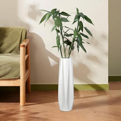 Ceramic Floor Large Vase 17.7 Inches Tall,White Modern Flower Tall Vases for Office, Home,Farmhouse,Living Room Décor,Simple Origami Design Fall Decorative Porcelain Flower Arrangement Vase Ideal Gift