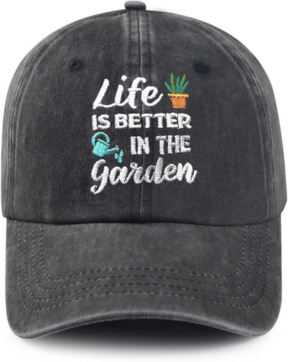 Cute Flower Hat, Elegant Floral Embroidered Adjustable Baseball Cap for Men Women, Gifts for Flower Lovers, Black