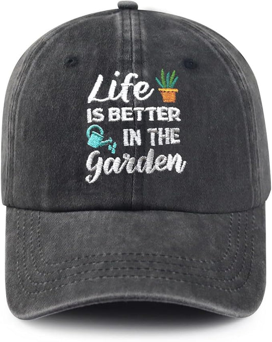 Cute Flower Hat, Elegant Floral Embroidered Adjustable Baseball Cap for Men Women, Gifts for Flower Lovers, Black