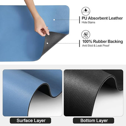 Dish Drying Mat for Kitchen Counter | Coffee Bar Mat for Countertops | Heat Resistant Drainer Mat with Non-slip Rubber Backed | Hide Stain Kitchen Absorbent Draining Mat | Blue 18"x28"