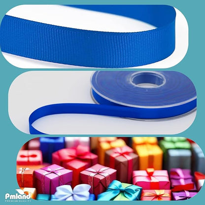 PMLAND Royal Blue Fabric Satin Ribbon 3/8'' Inch x 27 Yards Double Faced Use for Crafts Gift Wrapping Floral Bouquets Ornaments Hair Bows Party Decoration