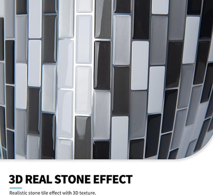 Art3d 6-Sheet (Pack Of 6) Wall Panel Marble, Black/White