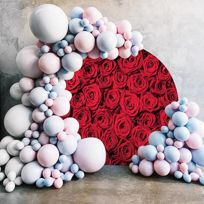 Renaiss 6.5x6.5ft Red Rose Round Backdrop Covers for Photoshoot Girls Women Portrait Crimson Flowers Flowerbed Photography Background Wedding Bridal Baby Shower Birthday Party Decor Photo Booth Prop