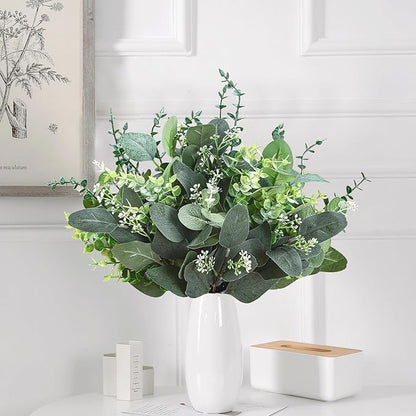 Eucalyptus Leaves Stems 100 PCS, 4 Kinds Mixed Artificial Greenery Stems for Wedding Decor Vase Floral Arrangement Centerpiece