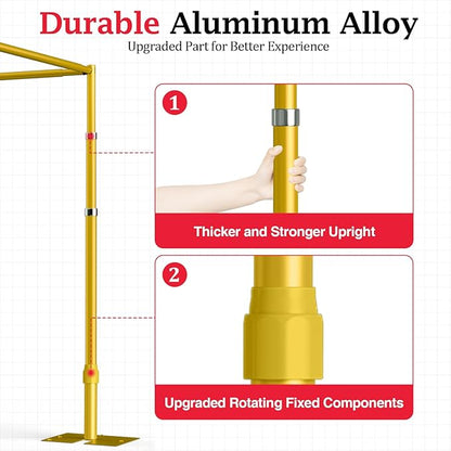 EMART 10ft Square Backdrop Stand Heavy Duty, Pipe and Drape Photo Background Support Kit, Adjustable Metal Frame with Flat Base for Wedding Birthday Party Decorations-Gold