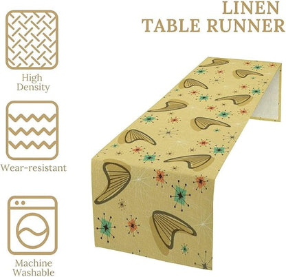 Mid Century Table Runner, Modern Atomic Pattern Absctract Geometric Retro 1950S 1960S Dinner Runner for Home Kitchen Dining Table Decoration, 13x36 Inch