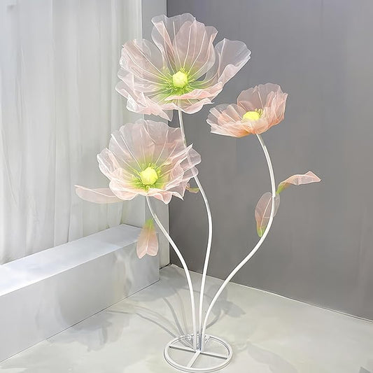 Giant Flowers for Decoration, 5.58 ft Big Artificial Organza Flower for Wedding Reception Birthday Christmas Party Backdrop Decor Photography Props Shop Window Display, Green Pink