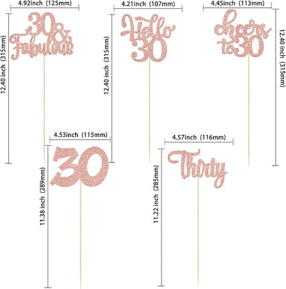 Gyufise 15Pcs 30th Birthday Centerpiece Sticks Thirty Happy 30th Table Flower Centerpieces Sticks Cheers to 30 Floral Decorations for 30th Birthday Party Centerpieces Supplies Rose Gold