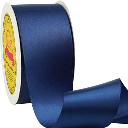 Double Face Satin Ribbon 2 inch X 25 Yards Polyester Navy Blue Ribbon for Gift Wrapping Very Suitable for Weddings Party Hair Bow Invitation Decorations and More