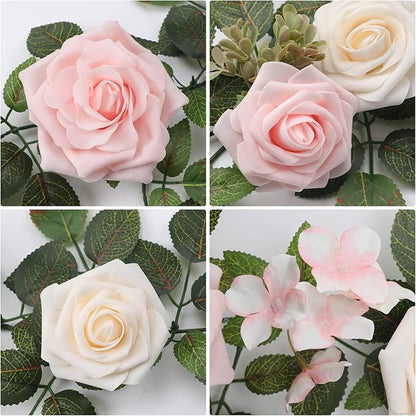 Senseya Artificial Rose Flower Runner Rustic Flower Garland Floral Arrangements Wedding Ceremony Backdrop Arch Flowers Table Centerpieces Decorations